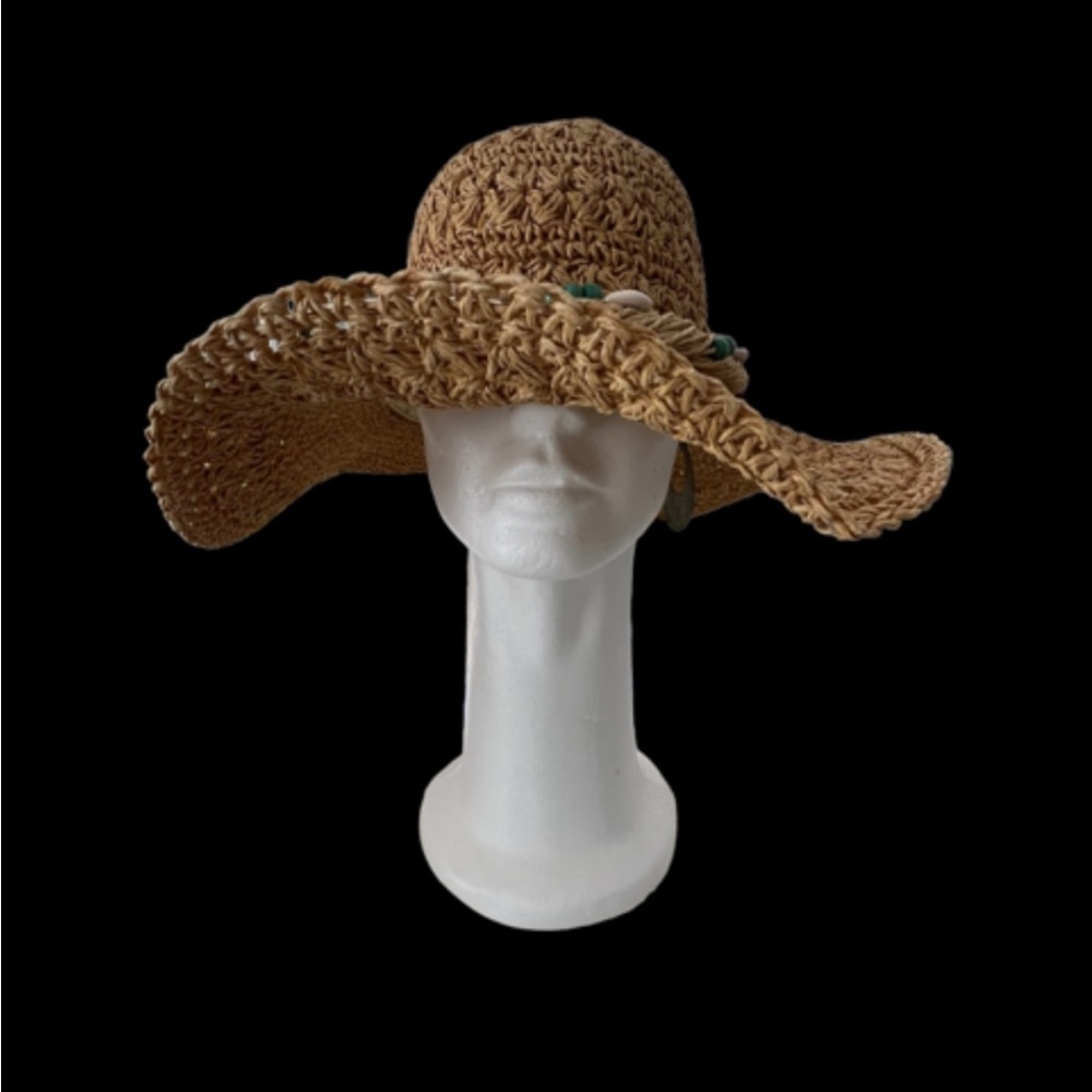 Panama Jack Braided Toyo Straw Sun Hat | Wide Brim | Fringe, Shell & Bead Band